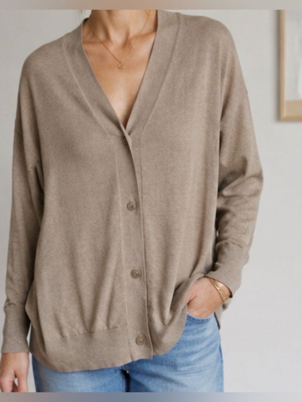 Weekend MaxMara Tan Silk Blend Cardigan Sweater Women’s Sz. L